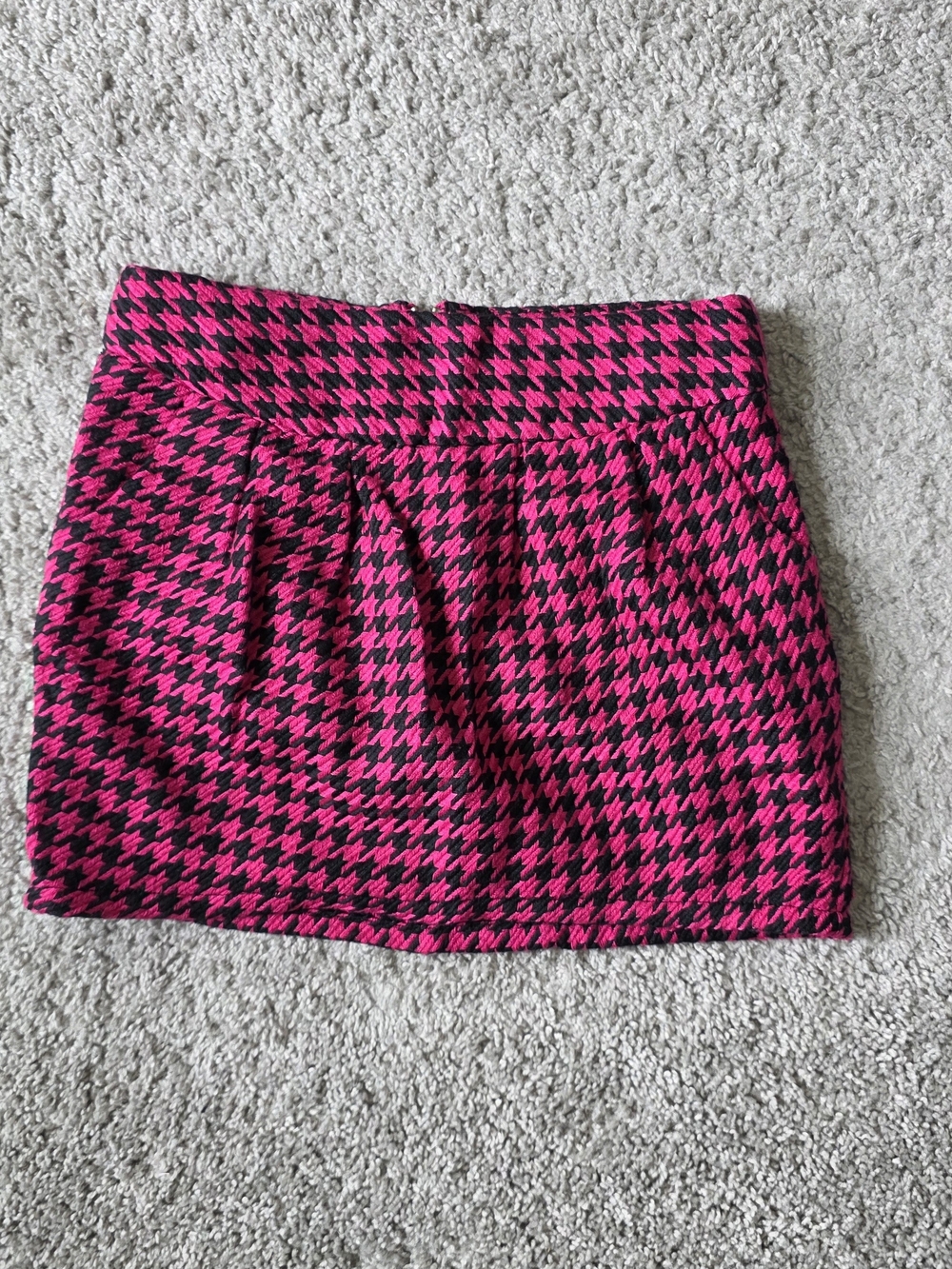 Cherokee Pink & Black Houndstooth Mini Skirt Size 10/12